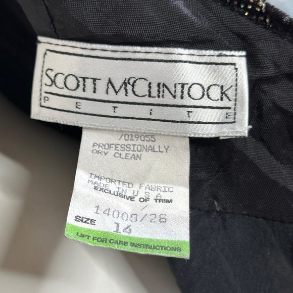 Vintage Scott McClintock Velvet Dress Puff Sleeve Gold Bow Print MOB WIFE Prom - Picture 12 of 13